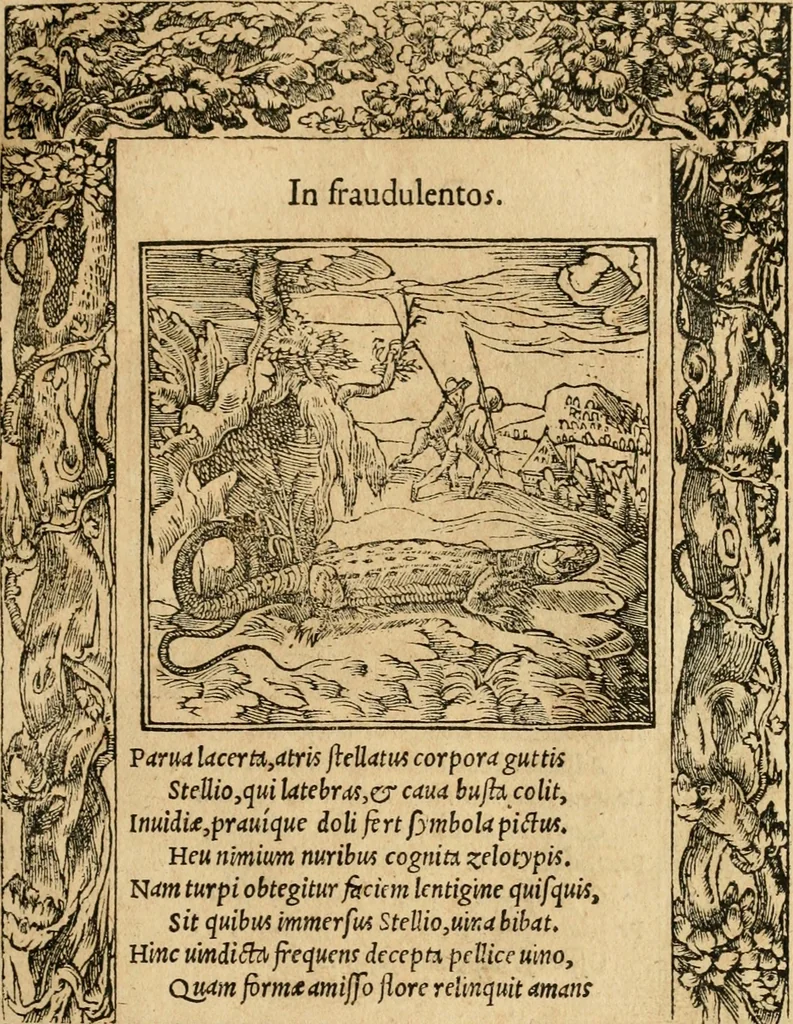 An illustration from Emblemata d'A. Alciati : denuo ab ipso autore recognita ac, quae desiderabantur, imaginibus locupletata : accesserunt noua aliquot ab autore emblemata, suis quoque eiconibus insignita, 1550, leaf 60