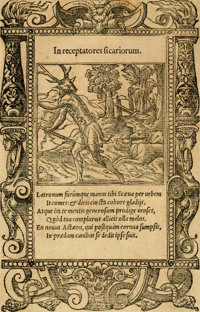 An illustration from Emblemata d'A. Alciati : denuo ab ipso autore recognita ac, quae desiderabantur, imaginibus locupletata : accesserunt noua aliquot ab autore emblemata, suis quoque eiconibus insignita, 1550, leaf 63