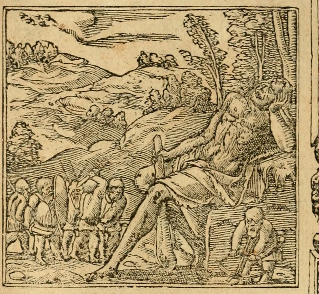 An illustration from Emblemata d'A. Alciati : denuo ab ipso autore recognita ac, quae desiderabantur, imaginibus locupletata : accesserunt noua aliquot ab autore emblemata, suis quoque eiconibus insignita, 1550, leaf 69