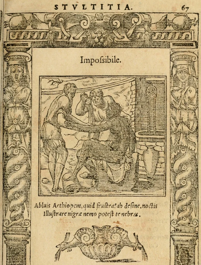 An illustration from Emblemata d'A. Alciati : denuo ab ipso autore recognita ac, quae desiderabantur, imaginibus locupletata : accesserunt noua aliquot ab autore emblemata, suis quoque eiconibus insignita, 1550, leaf 70