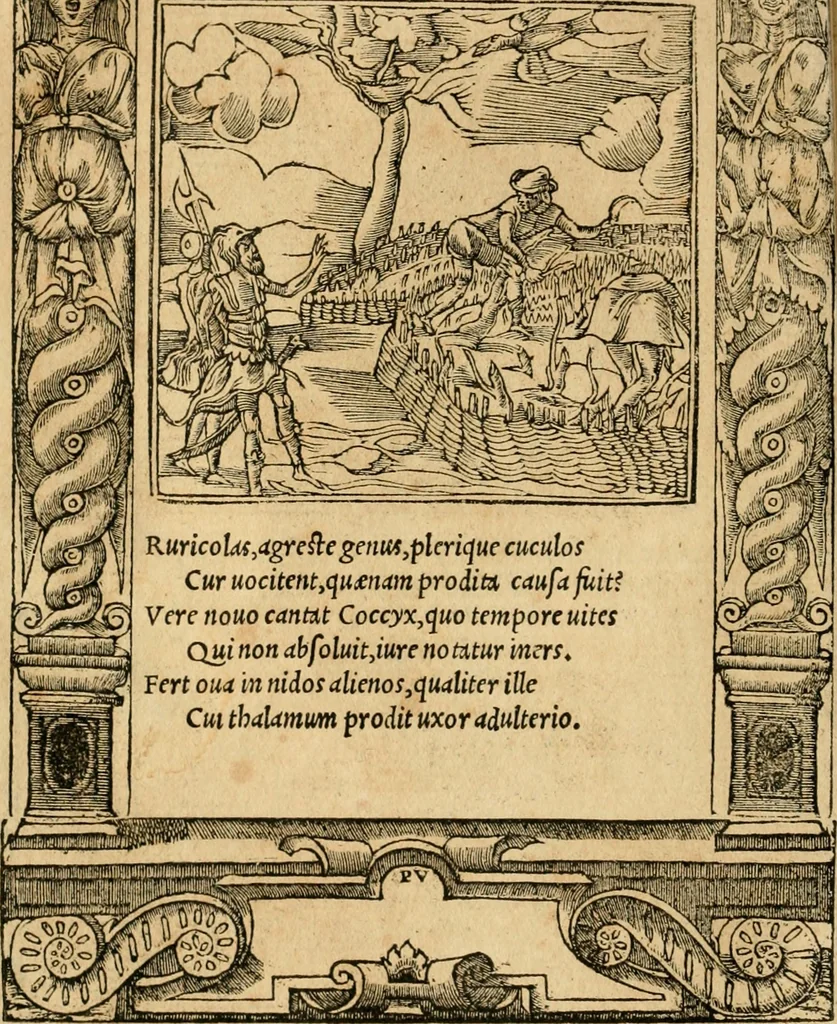 An illustration from Emblemata d'A. Alciati : denuo ab ipso autore recognita ac, quae desiderabantur, imaginibus locupletata : accesserunt noua aliquot ab autore emblemata, suis quoque eiconibus insignita, 1550, leaf 71