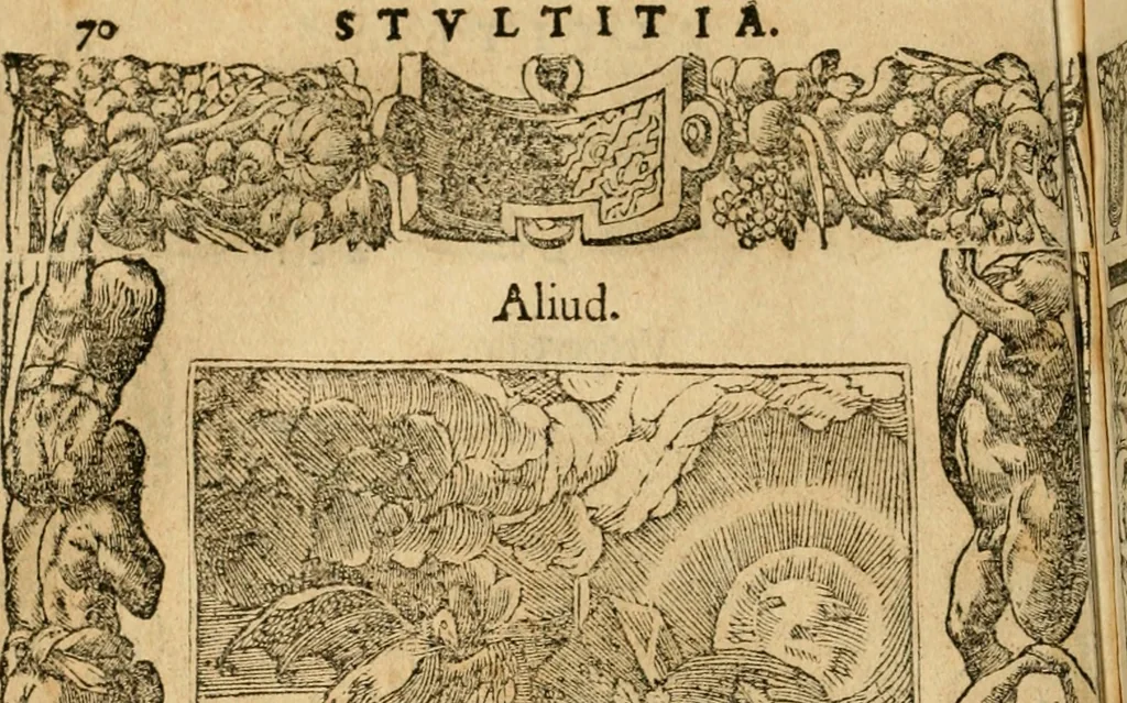 An illustration from Emblemata d'A. Alciati : denuo ab ipso autore recognita ac, quae desiderabantur, imaginibus locupletata : accesserunt noua aliquot ab autore emblemata, suis quoque eiconibus insignita, 1550, leaf 73