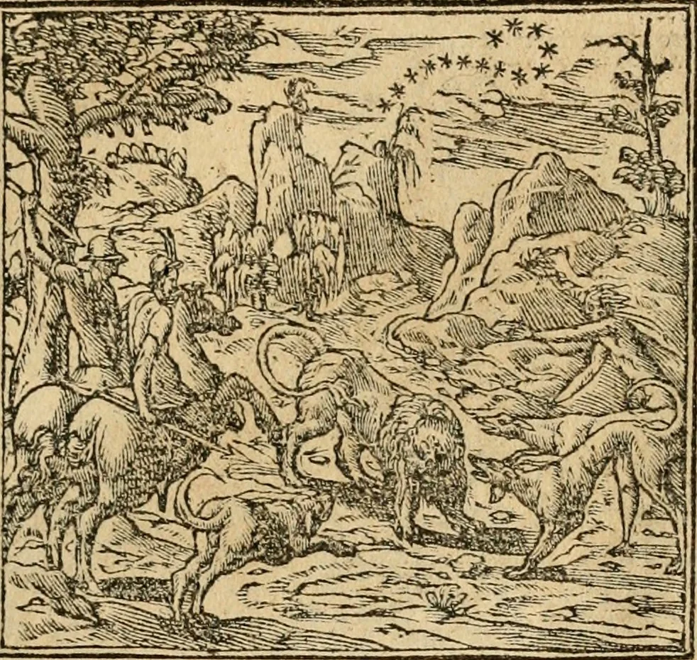 An illustration from Emblemata d'A. Alciati : denuo ab ipso autore recognita ac, quae desiderabantur, imaginibus locupletata : accesserunt noua aliquot ab autore emblemata, suis quoque eiconibus insignita, 1550, leaf 74