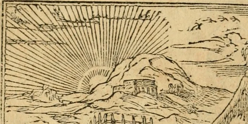 An illustration from Emblemata d'A. Alciati : denuo ab ipso autore recognita ac, quae desiderabantur, imaginibus locupletata : accesserunt noua aliquot ab autore emblemata, suis quoque eiconibus insignita, 1550, leaf 77