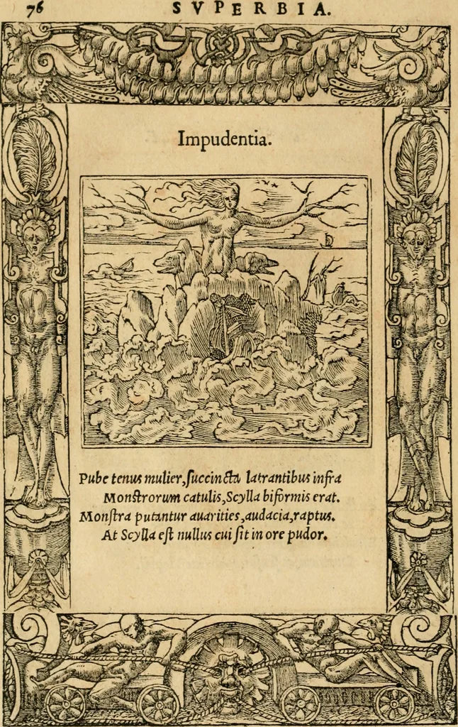 An illustration from Emblemata d'A. Alciati : denuo ab ipso autore recognita ac, quae desiderabantur, imaginibus locupletata : accesserunt noua aliquot ab autore emblemata, suis quoque eiconibus insignita, 1550, leaf 79