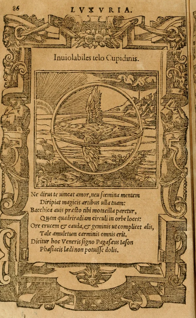 An illustration from Emblemata d'A. Alciati : denuo ab ipso autore recognita ac, quae desiderabantur, imaginibus locupletata : accesserunt noua aliquot ab autore emblemata, suis quoque eiconibus insignita, 1550, leaf 89