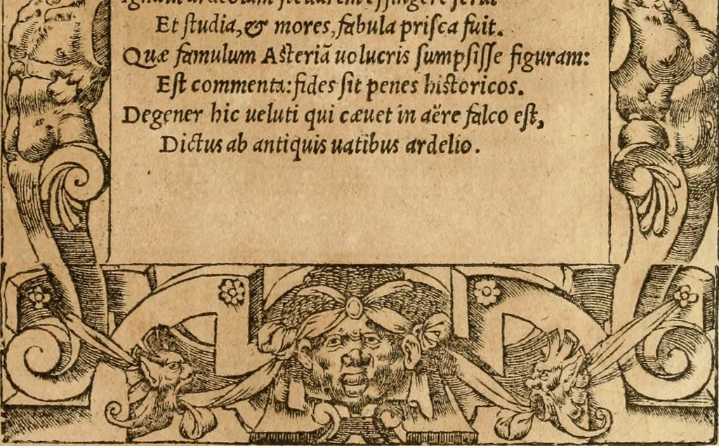 An illustration from Emblemata d'A. Alciati : denuo ab ipso autore recognita ac, quae desiderabantur, imaginibus locupletata : accesserunt noua aliquot ab autore emblemata, suis quoque eiconibus insignita, 1550, leaf 94