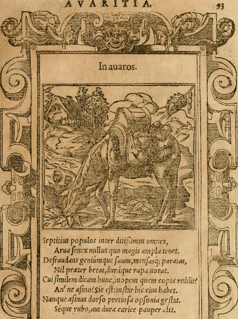An illustration from Emblemata d'A. Alciati : denuo ab ipso autore recognita ac, quae desiderabantur, imaginibus locupletata : accesserunt noua aliquot ab autore emblemata, suis quoque eiconibus insignita, 1550, leaf 96