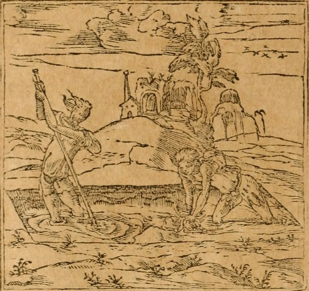 An illustration from Emblemata d'A. Alciati : denuo ab ipso autore recognita ac, quae desiderabantur, imaginibus locupletata : accesserunt noua aliquot ab autore emblemata, suis quoque eiconibus insignita, 1550, leaf 99