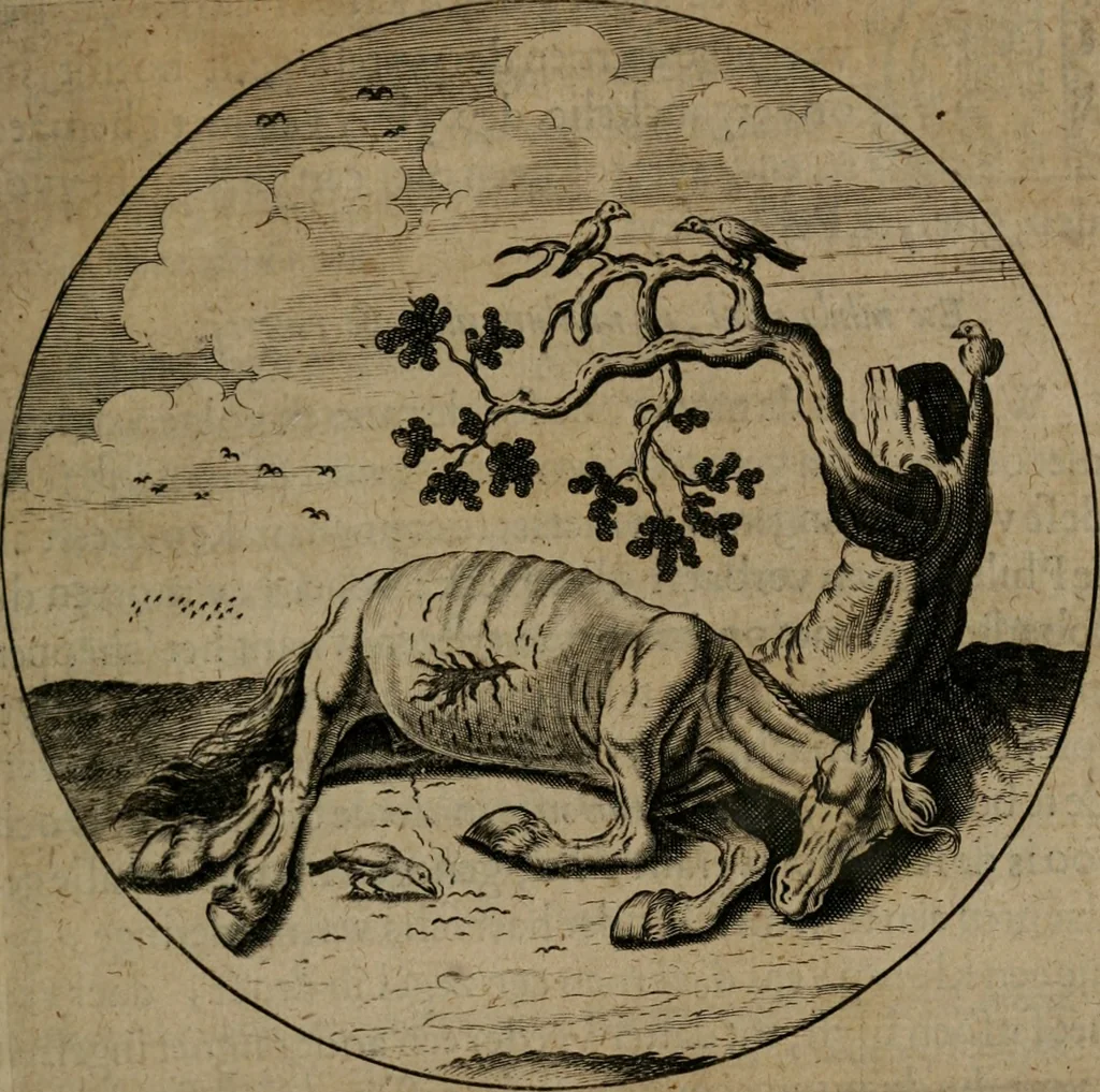An illustration from Emblemata, Emblemes chrestienes, et morales. Sinne-beelden streckende tot Christelicke bedenckinghe ende leere der zedicheyt, 1625, leaf 24