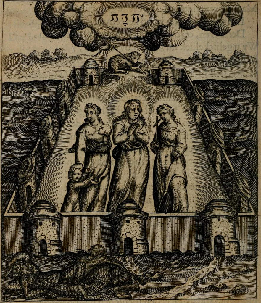 An illustration from Emblemata, Emblemes chrestienes, et morales. Sinne-beelden streckende tot Christelicke bedenckinghe ende leere der zedicheyt, 1625, leaf 281