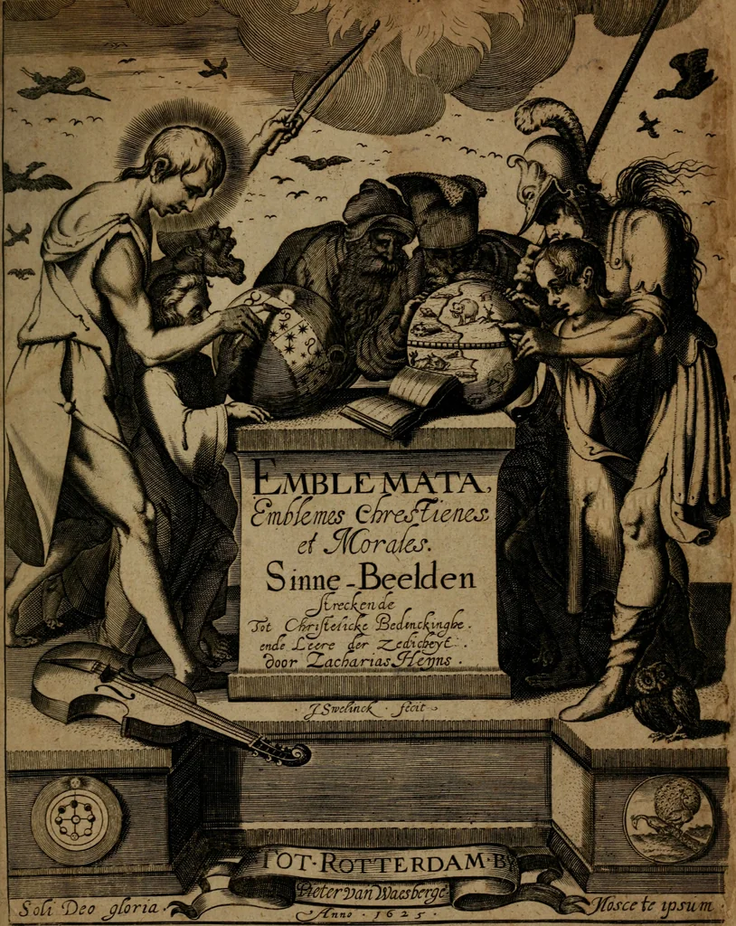 An illustration from Emblemata, Emblemes chrestienes, et morales. Sinne-beelden streckende tot Christelicke bedenckinghe ende leere der zedicheyt, 1625, leaf 4