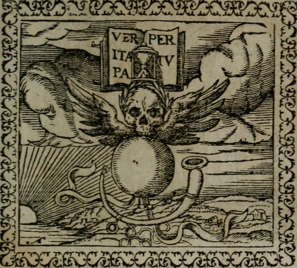 An illustration from Emblemata : et aliquot nummi antiqui operis, 1566, leaf 104