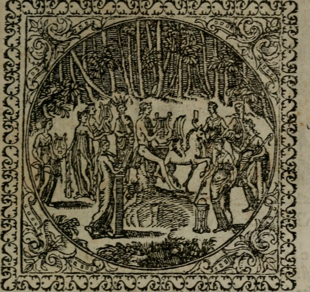 An illustration from Emblemata : et aliquot nummi antiqui operis, 1566, leaf 108