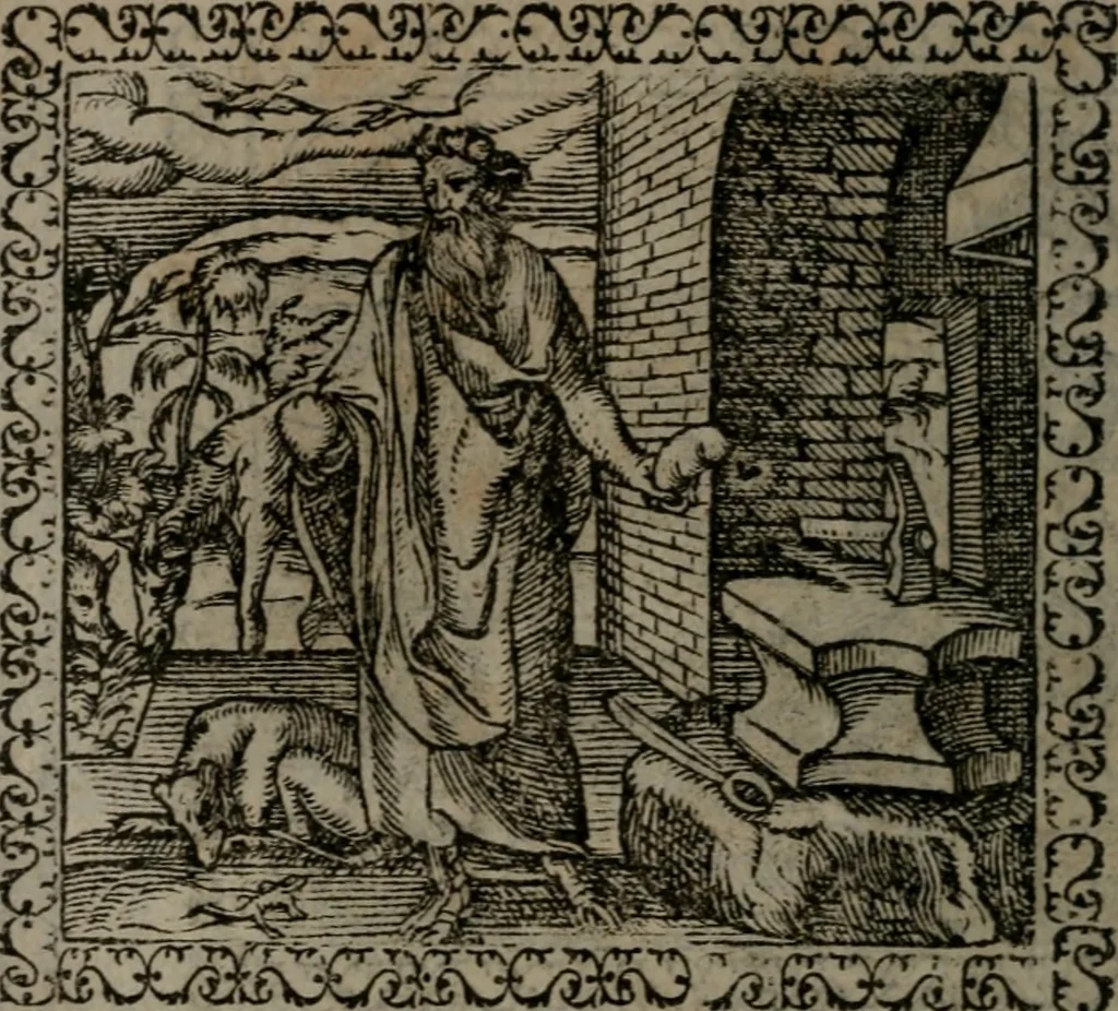 An illustration from Emblemata : et aliquot nummi antiqui operis, 1566, leaf 121