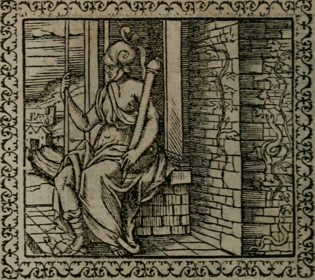 An illustration from Emblemata : et aliquot nummi antiqui operis, 1566, leaf 125