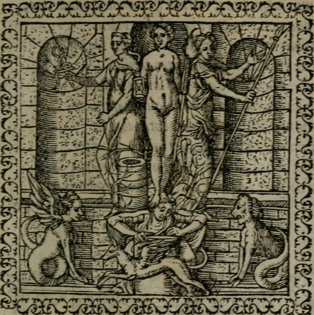 An illustration from Emblemata : et aliquot nummi antiqui operis, 1566, leaf 126