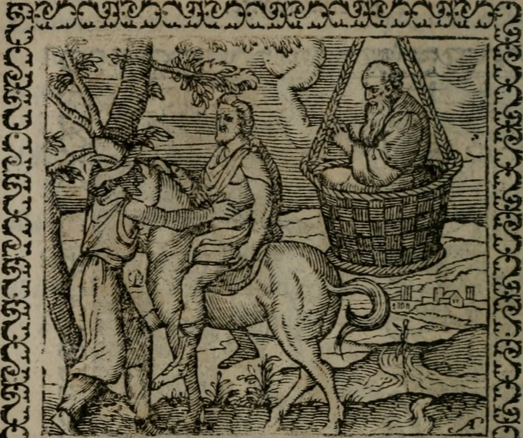 An illustration from Emblemata : et aliquot nummi antiqui operis, 1566, leaf 129