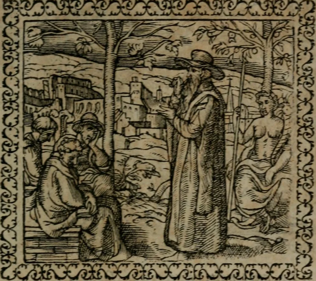 An illustration from Emblemata : et aliquot nummi antiqui operis, 1566, leaf 134