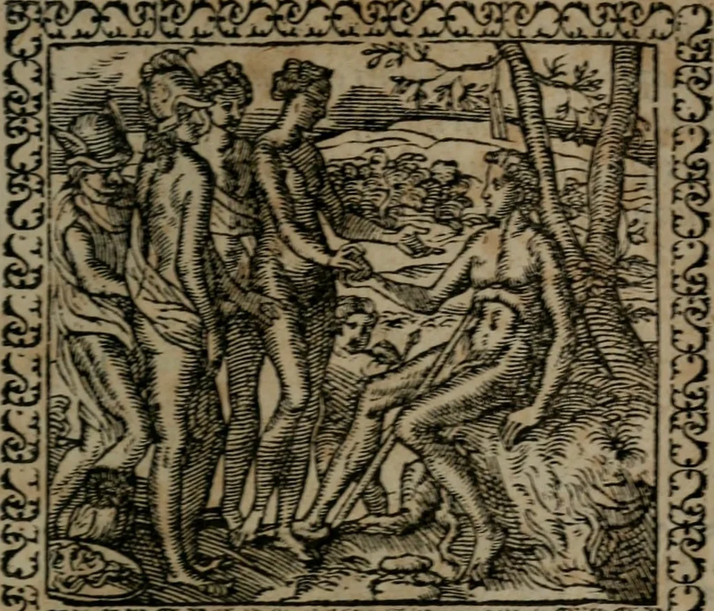 An illustration from Emblemata : et aliquot nummi antiqui operis, 1566, leaf 136