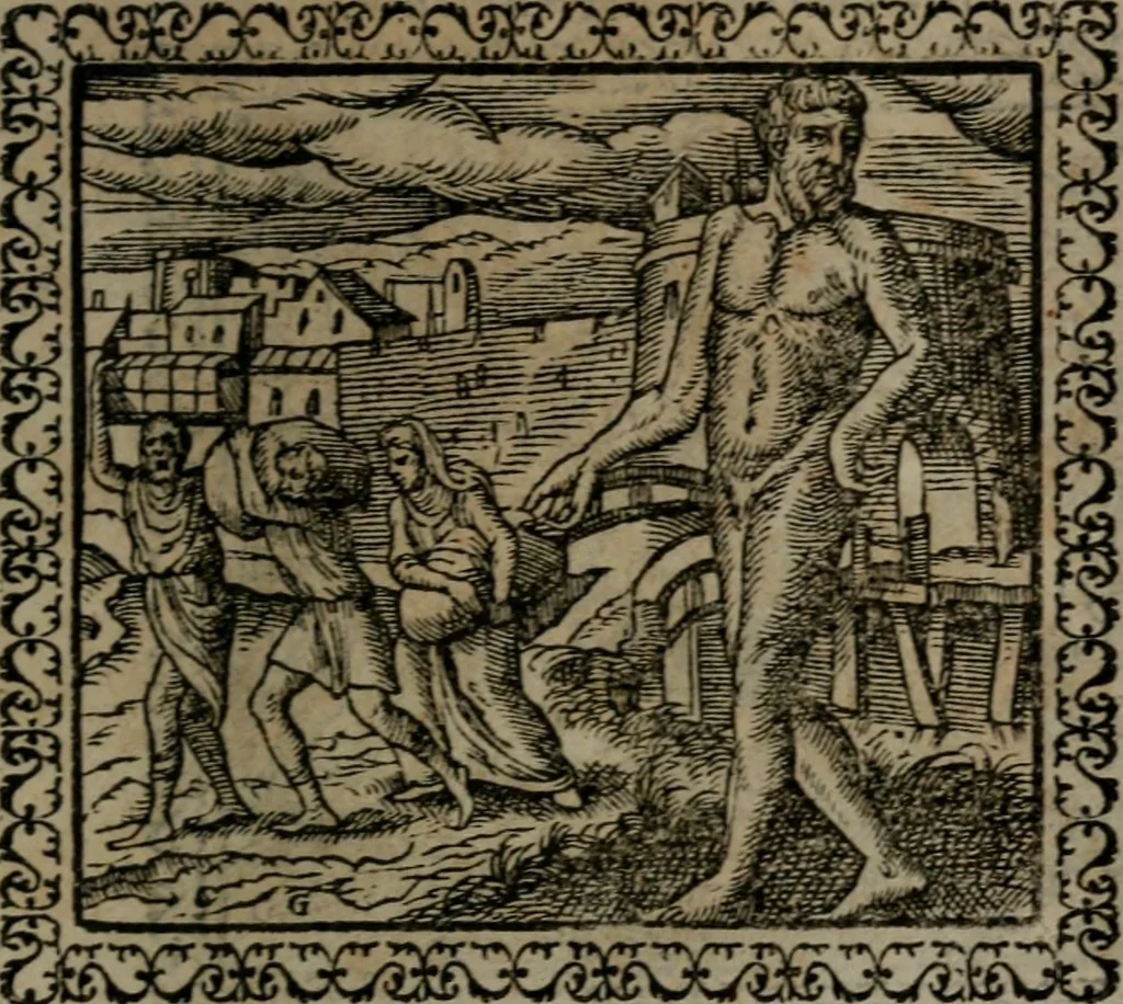 An illustration from Emblemata : et aliquot nummi antiqui operis, 1566, leaf 144