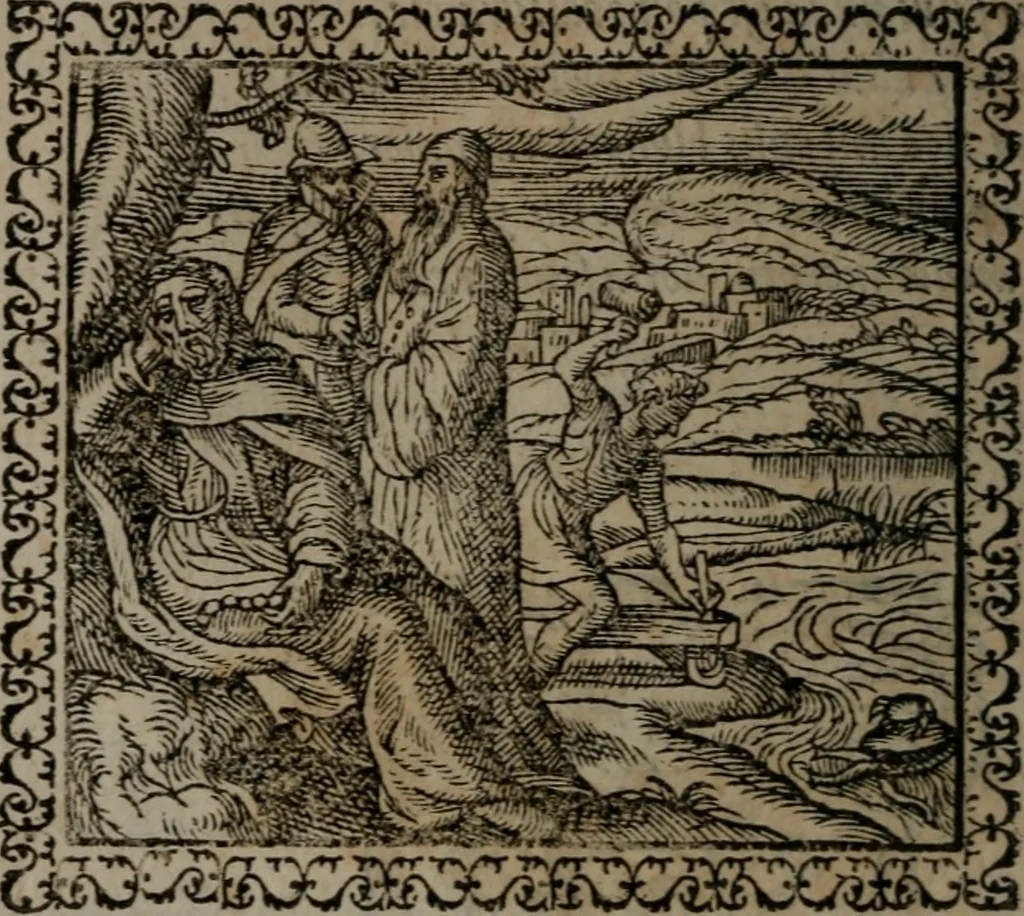 An illustration from Emblemata : et aliquot nummi antiqui operis, 1566, leaf 147