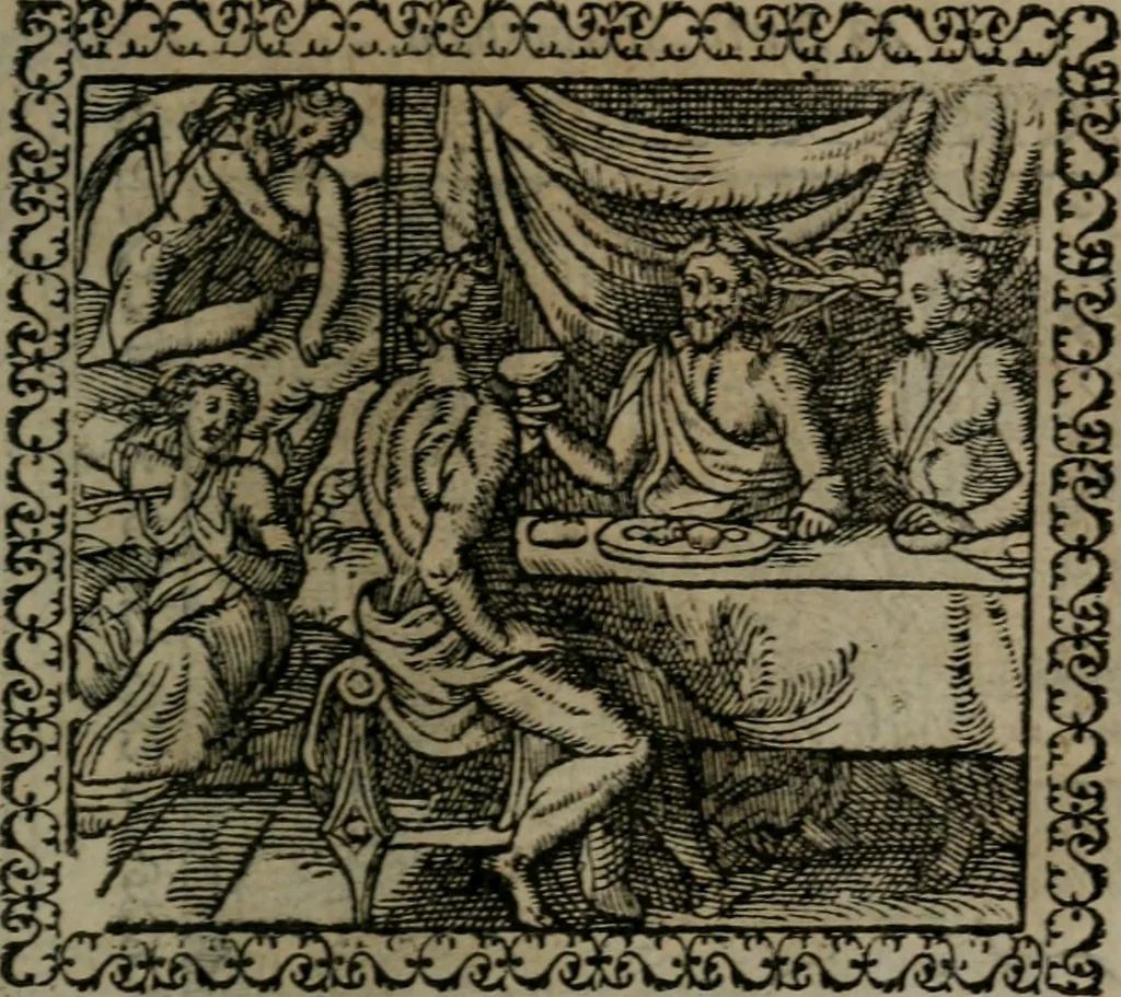 An illustration from Emblemata : et aliquot nummi antiqui operis, 1566, leaf 160