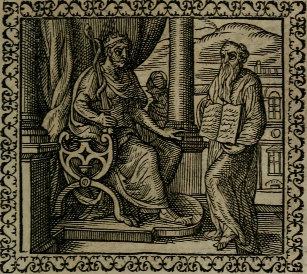 An illustration from Emblemata : et aliquot nummi antiqui operis, 1566, leaf 166