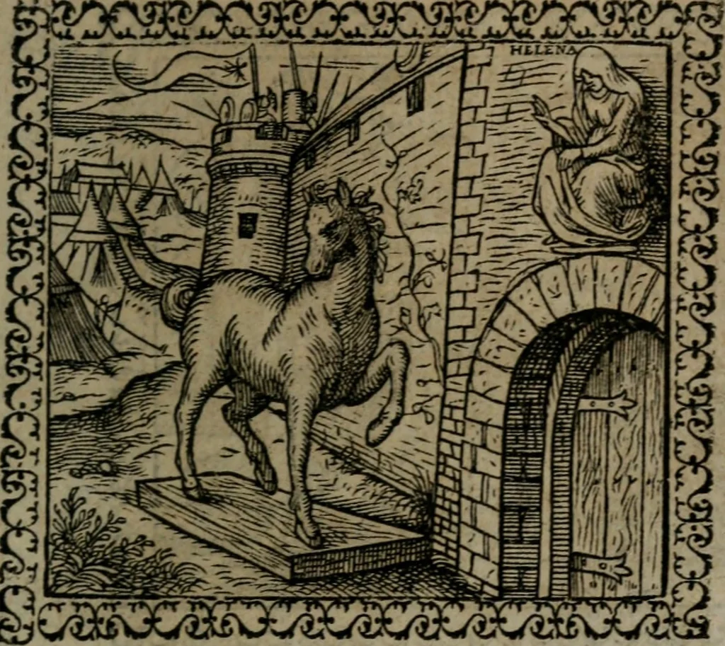 An illustration from Emblemata : et aliquot nummi antiqui operis, 1566, leaf 168