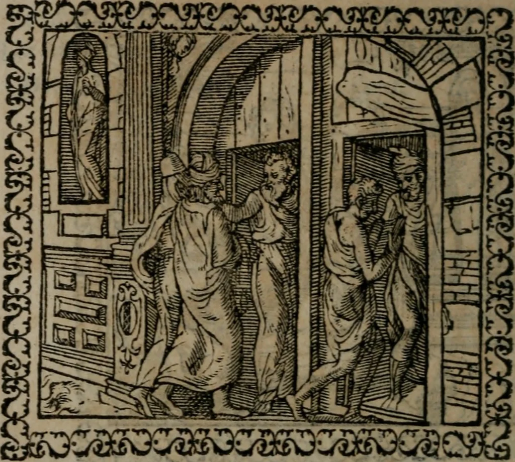 An illustration from Emblemata : et aliquot nummi antiqui operis, 1566, leaf 175