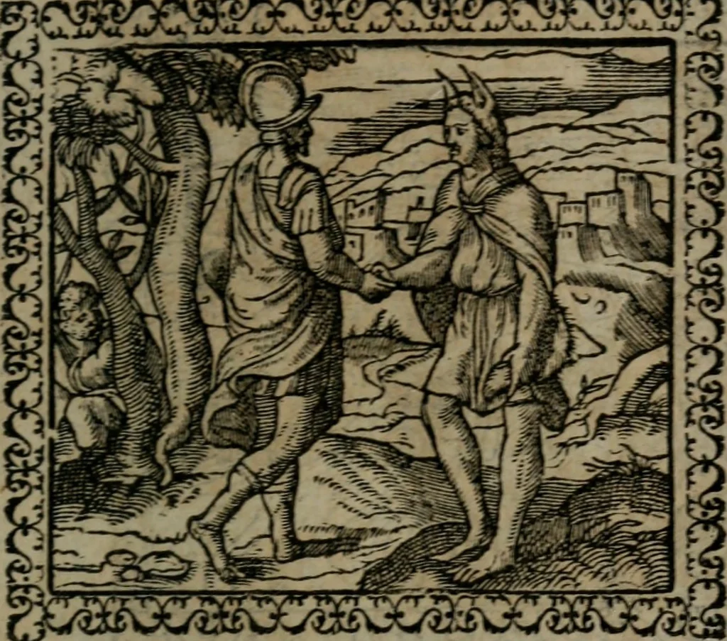 An illustration from Emblemata : et aliquot nummi antiqui operis, 1566, leaf 176