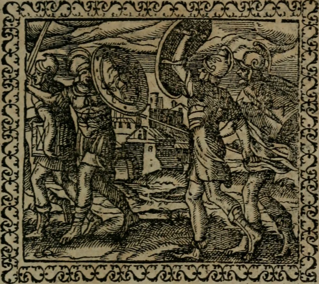 An illustration from Emblemata : et aliquot nummi antiqui operis, 1566, leaf 188