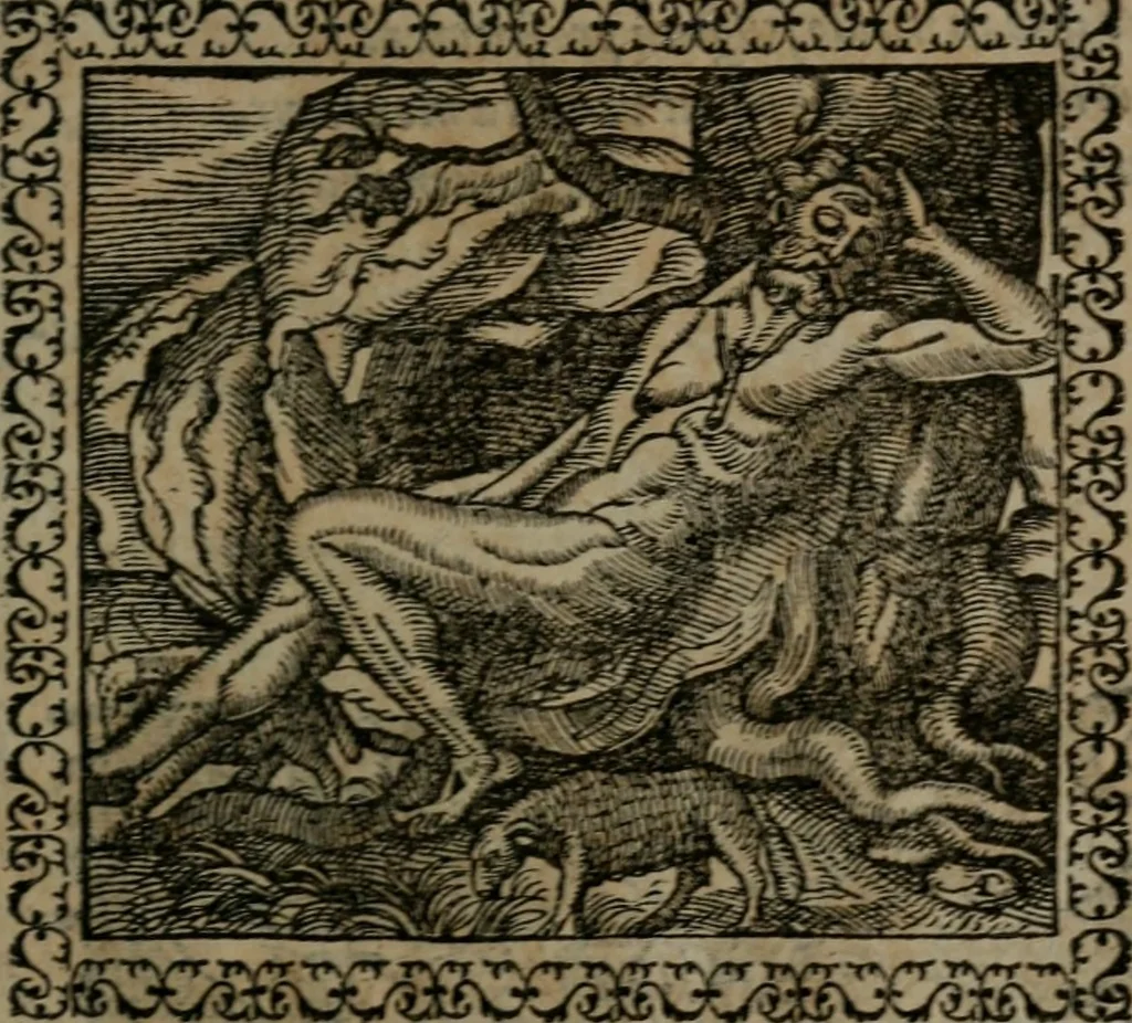 An illustration from Emblemata : et aliquot nummi antiqui operis, 1566, leaf 192