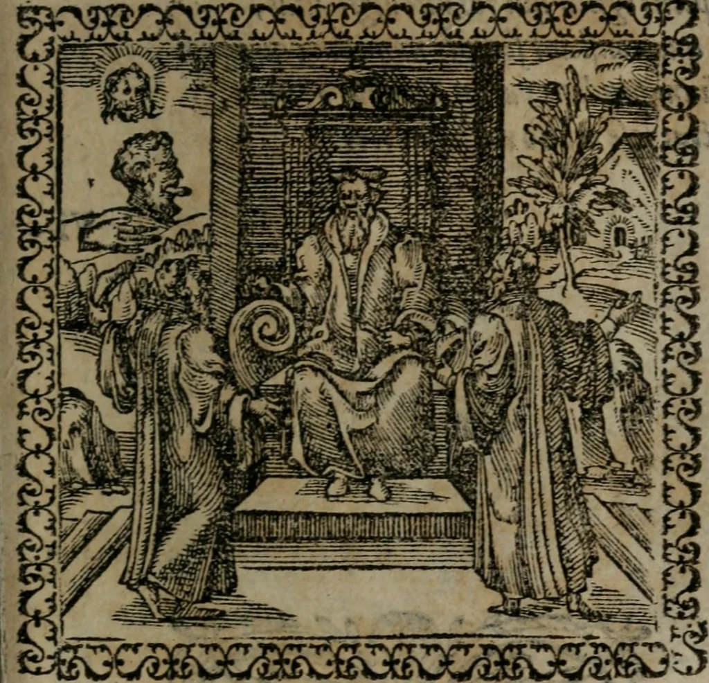 An illustration from Emblemata : et aliquot nummi antiqui operis, 1566, leaf 196