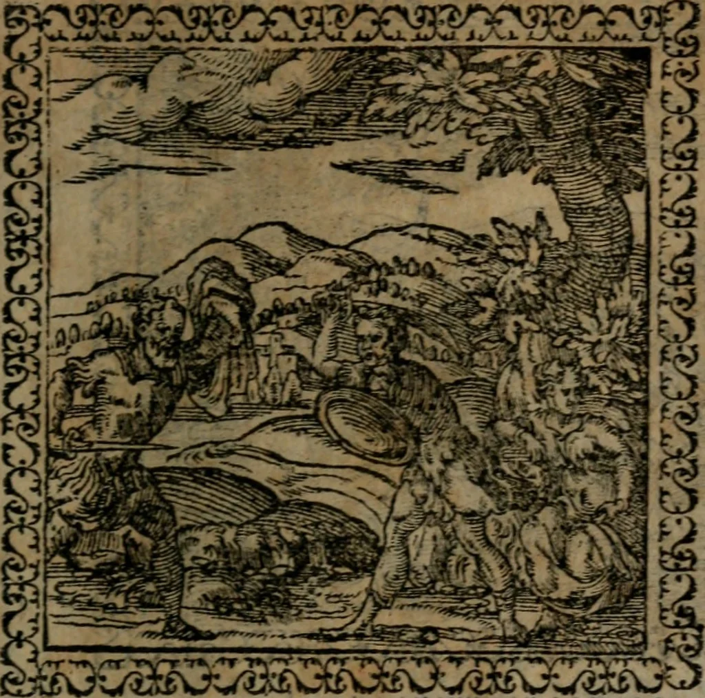 An illustration from Emblemata : et aliquot nummi antiqui operis, 1566, leaf 200