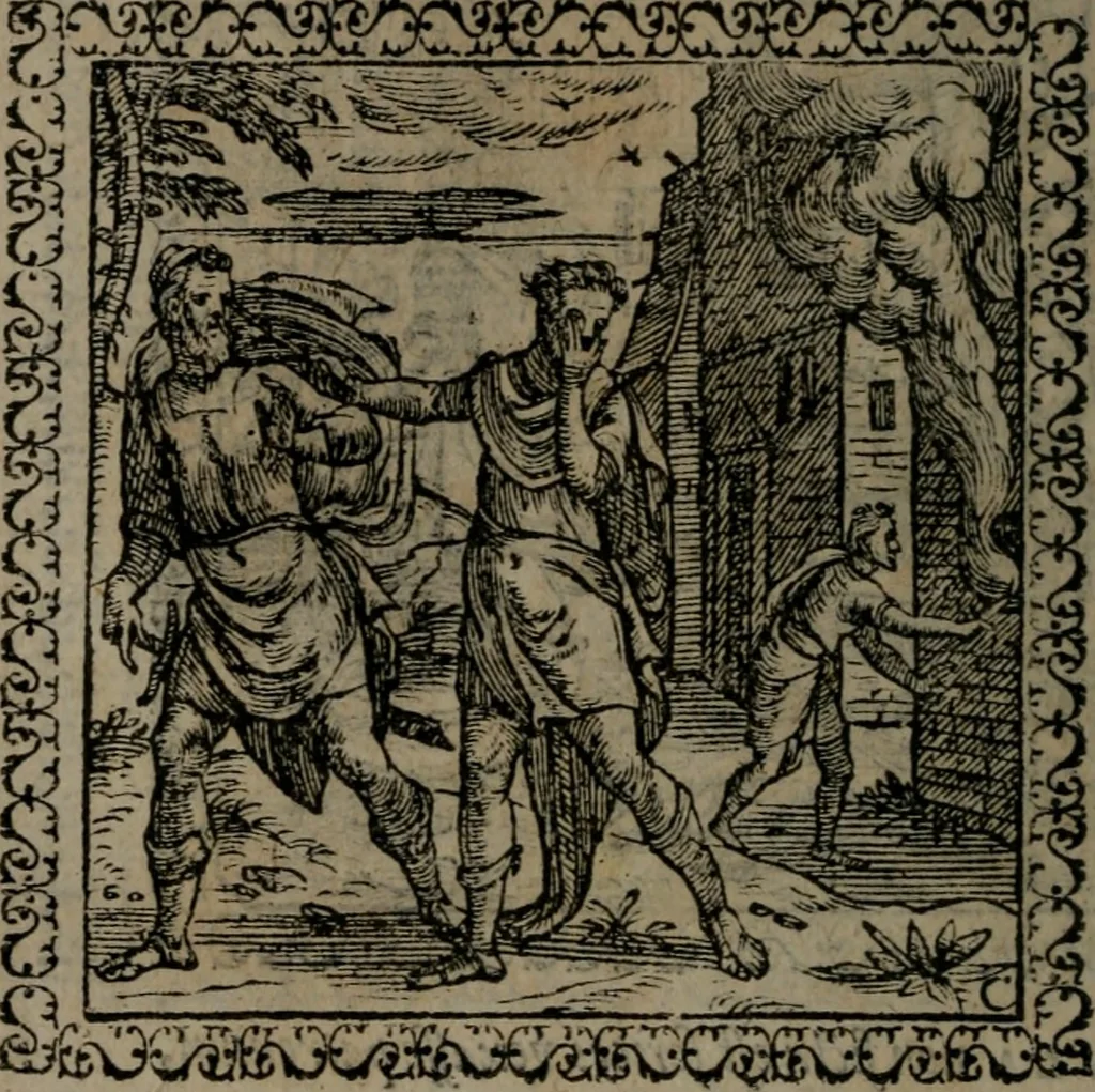 An illustration from Emblemata : et aliquot nummi antiqui operis, 1566, leaf 215