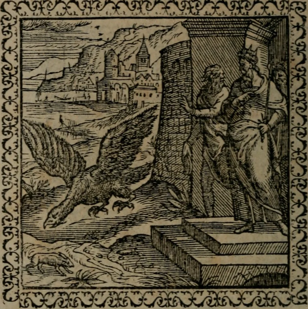 An illustration from Emblemata : et aliquot nummi antiqui operis, 1566, leaf 219