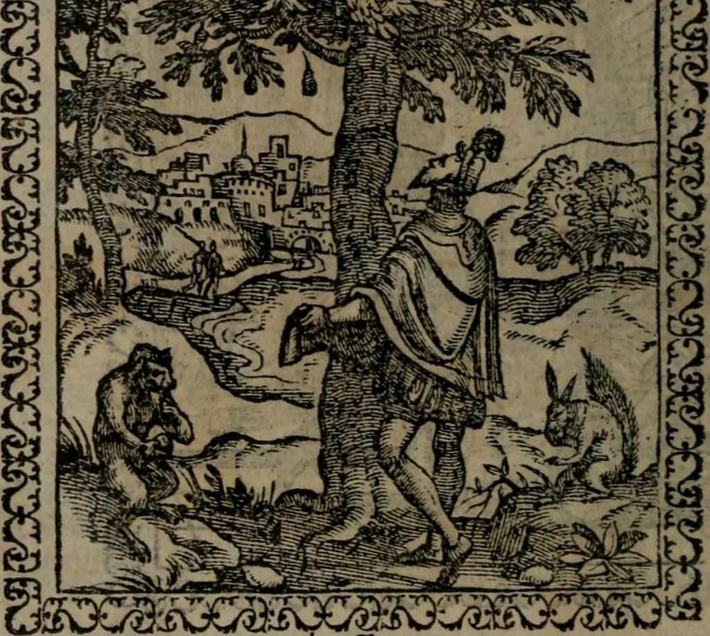 An illustration from Emblemata : et aliquot nummi antiqui operis, 1566, leaf 227
