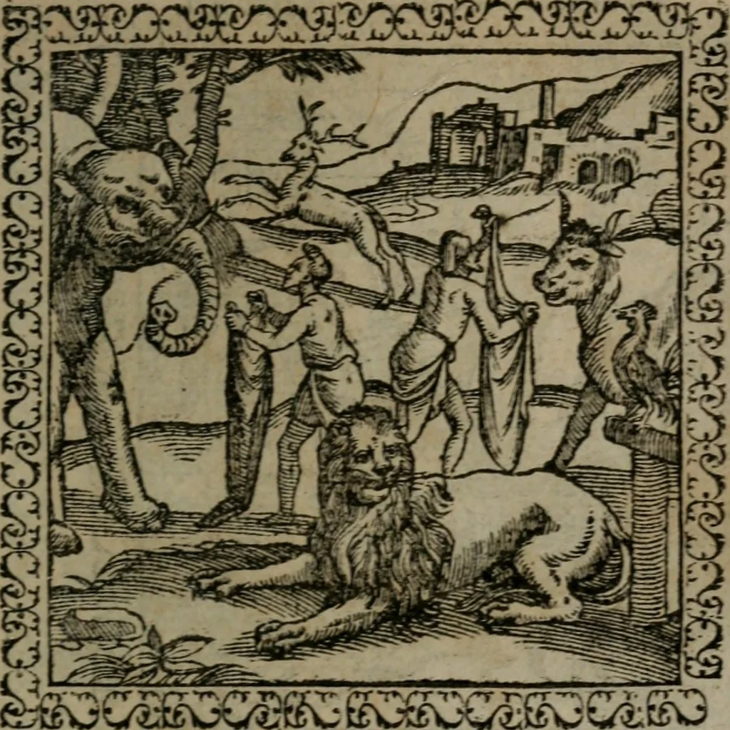 An illustration from Emblemata : et aliquot nummi antiqui operis, 1566, leaf 232