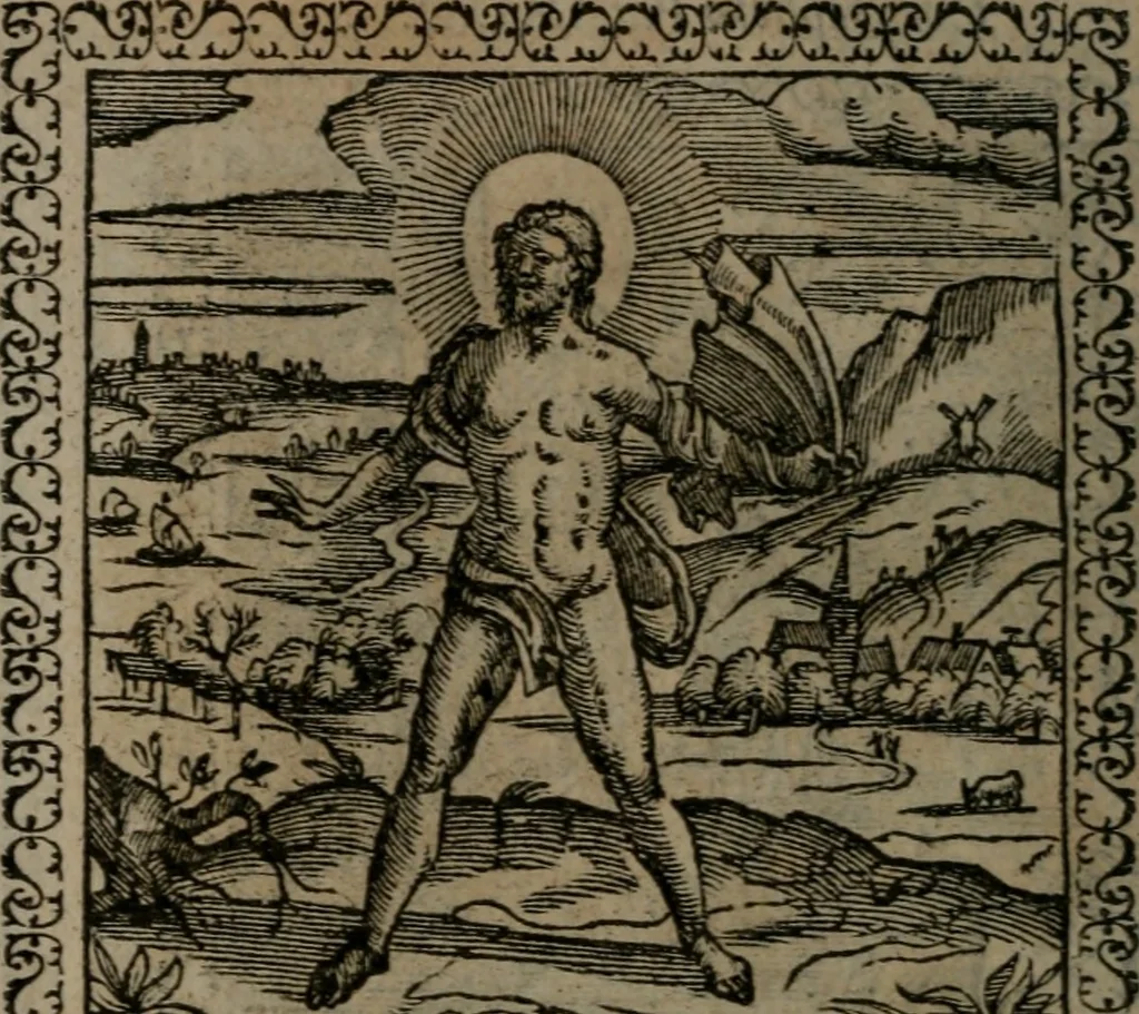 An illustration from Emblemata : et aliquot nummi antiqui operis, 1566, leaf 237