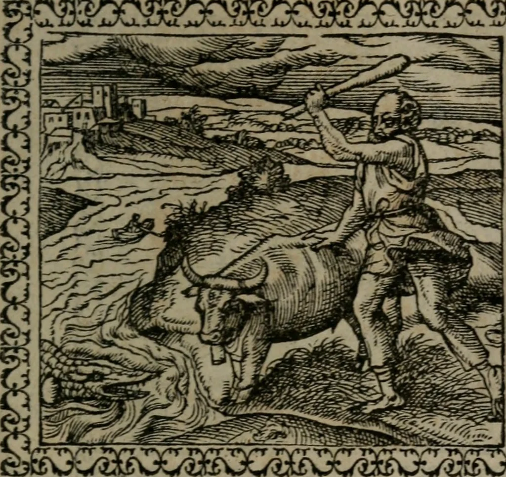 An illustration from Emblemata : et aliquot nummi antiqui operis, 1566, leaf 24