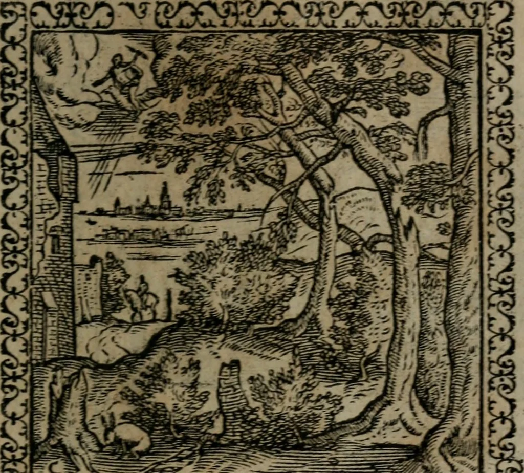 An illustration from Emblemata : et aliquot nummi antiqui operis, 1566, leaf 246