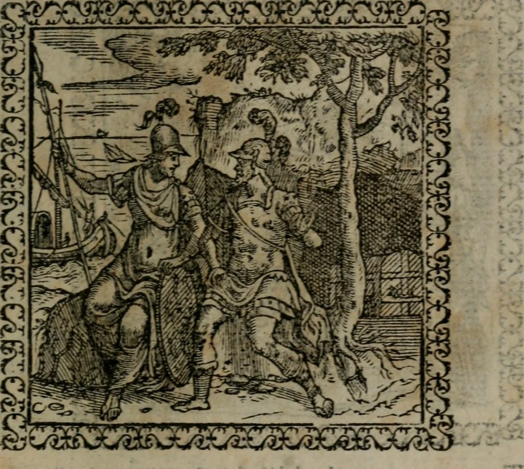 An illustration from Emblemata : et aliquot nummi antiqui operis, 1566, leaf 256