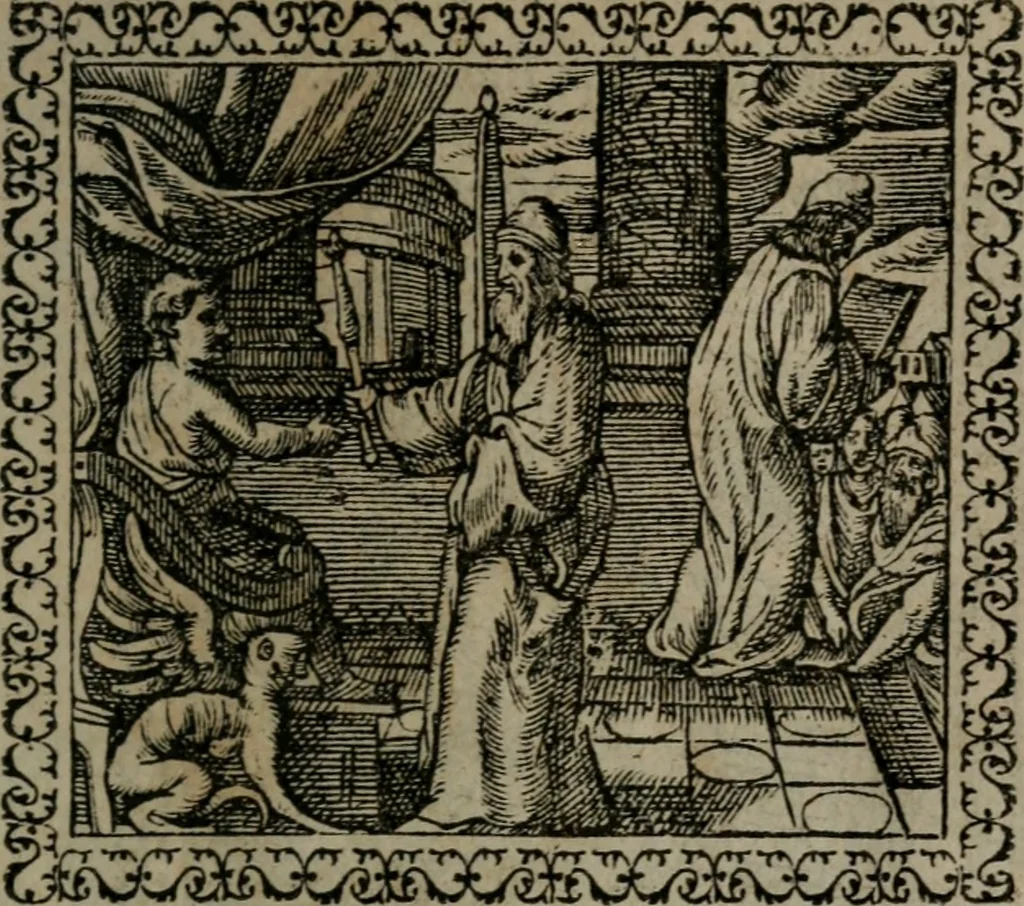 An illustration from Emblemata : et aliquot nummi antiqui operis, 1566, leaf 28