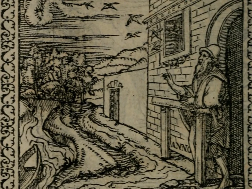 An illustration from Emblemata : et aliquot nummi antiqui operis, 1566, leaf 59