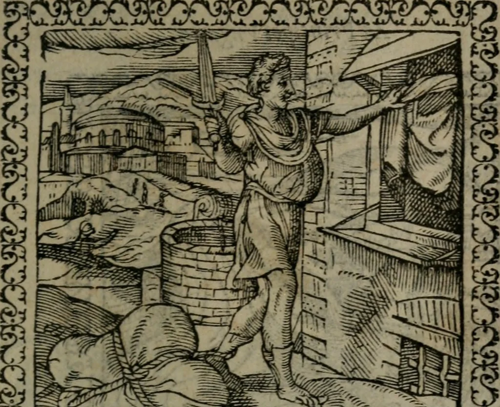 An illustration from Emblemata : et aliquot nummi antiqui operis, 1566, leaf 66