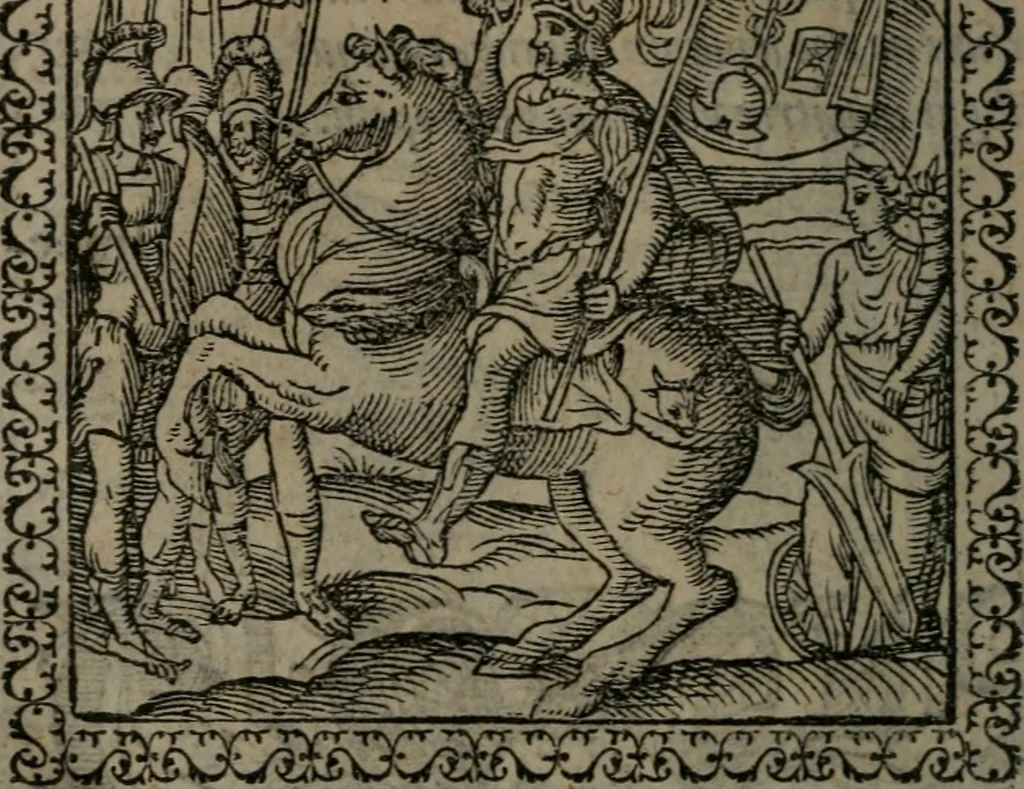 An illustration from Emblemata : et aliquot nummi antiqui operis, 1566, leaf 69