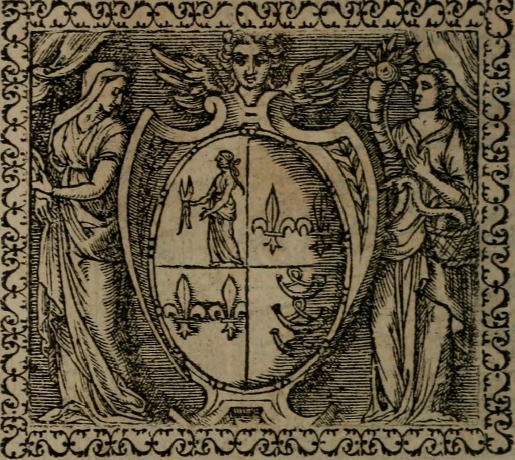 An illustration from Emblemata : et aliquot nummi antiqui operis, 1566, leaf 73