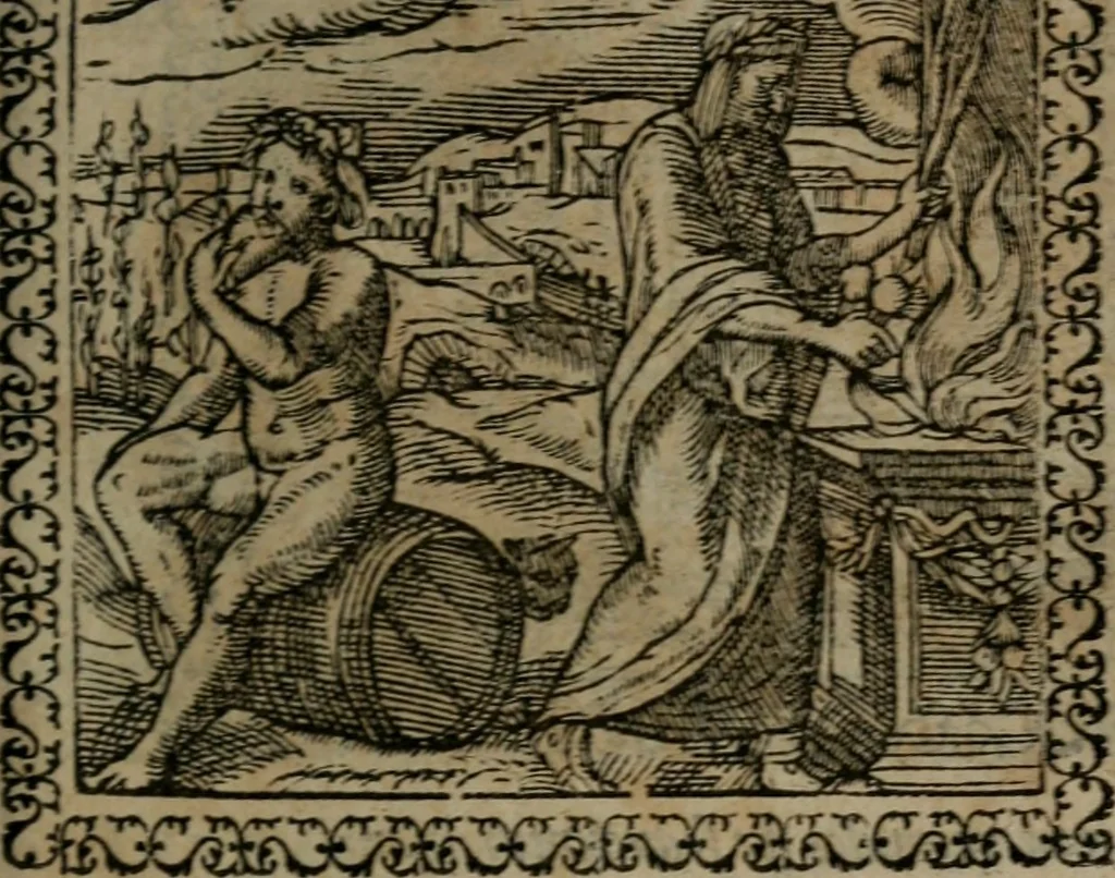 An illustration from Emblemata : et aliquot nummi antiqui operis, 1566, leaf 74