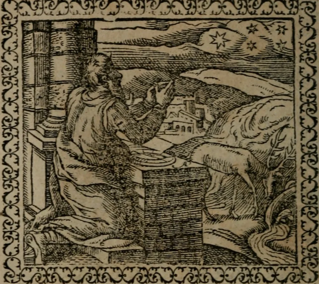 An illustration from Emblemata : et aliquot nummi antiqui operis, 1566, leaf 77